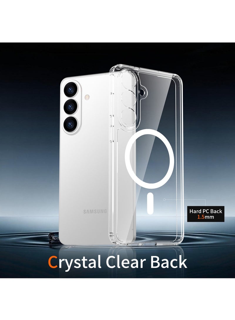 Adando for Samsung S26 Clear Case, Crystal Transparent Magnetic Cover for Minimalist Users, Mil-Grade Drop Protection Anti Yellowing Slim Rugged Protective Bumper Cover (Clear, S26) - Image 3
